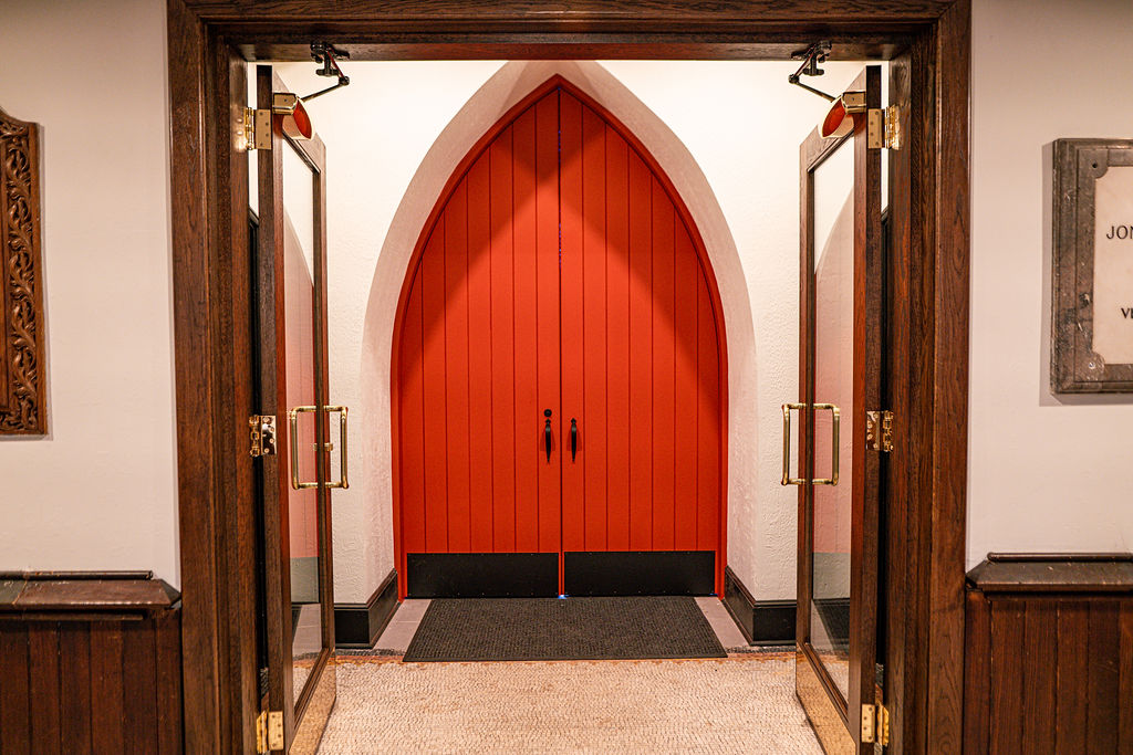 Custom wood arched door