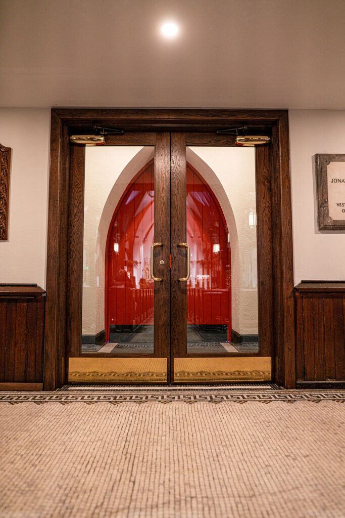 Custom wood and glass vestibule door